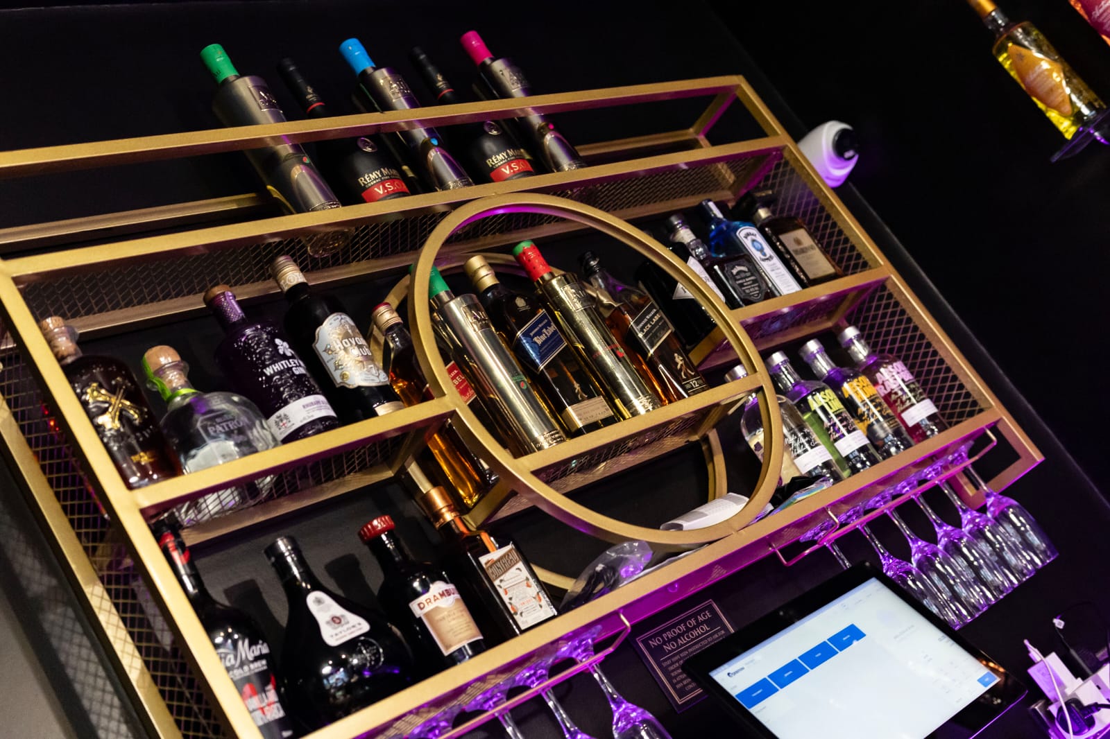 Picture of the bar and shelving of alcohol at Bengal Brasserie Leeds Moortown Branch